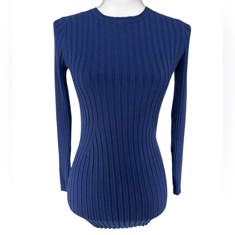 MERTICO / Royal Blue Ribbed Sweater / Small - Picture 2 of 9